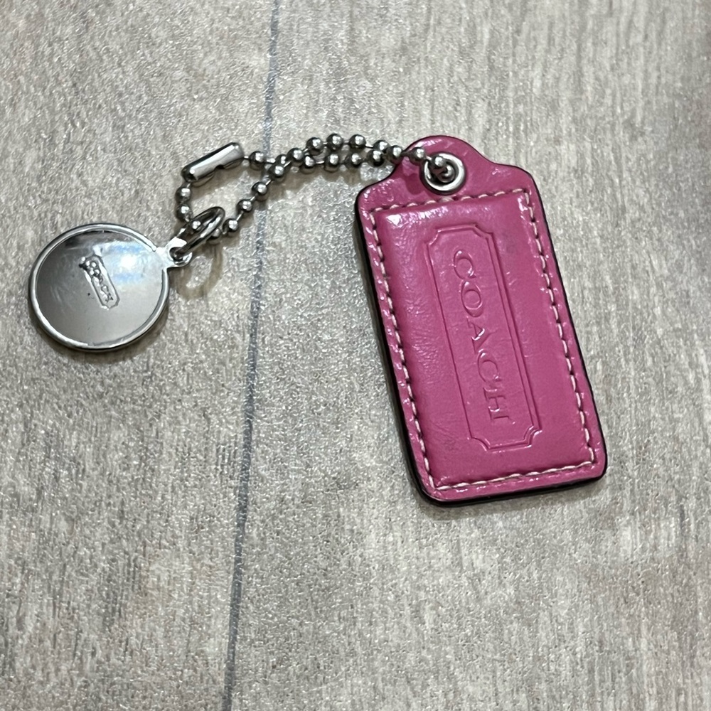Coach Pink and Silver Bag Charm Hang tag